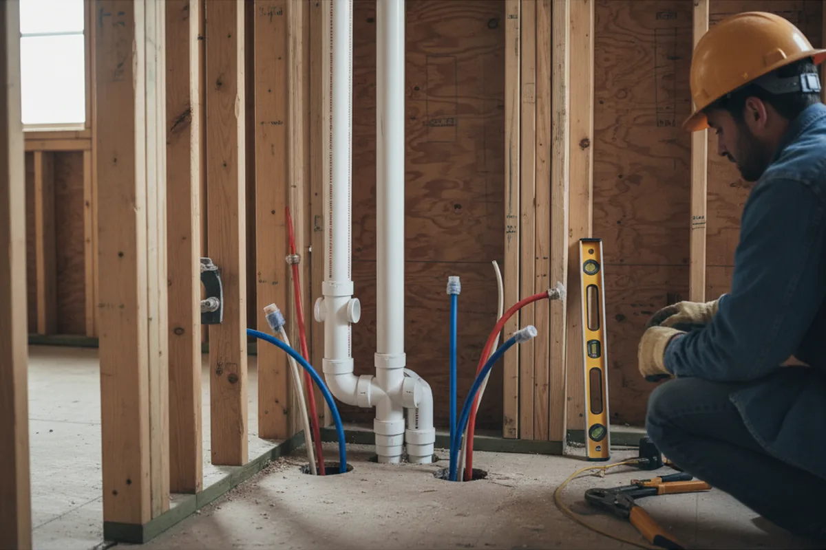 Drain and supply rough-in during Leak Detection in Long Branch
