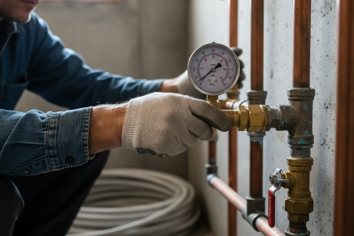 Pressure testing a repaired line during Water Line Repair in Long Branch